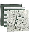 Done By Deer Wash Cloth set of 5 - Deer Friends - Green - 100% Organic Cotton GOTS - 30x30cm Muslin Swaddle