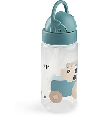 Done By Deer Water Bottle 350 ml - Tiny Farm - Blue - with Hidaway Straw! - 12m+ Non-Thermal Water Bottles