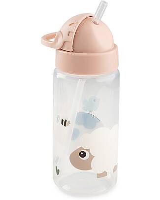Done By Deer Water Bottle 350 ml - Tiny Farm - Powder - with Hidaway Straw! - 12m+ Non-Thermal Water Bottles