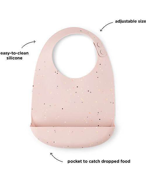 Done By Deer Waterproof Bib - Confetti - Powder - Food Grade Silicone - with Pocket Waterproof Bibs