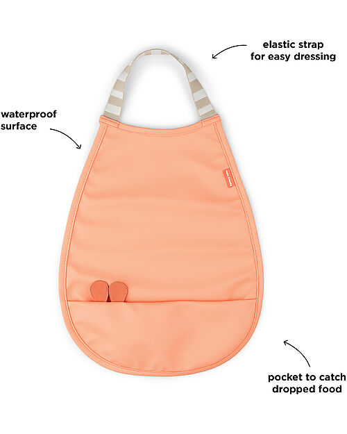 Done By Deer Waterproof Bib - Coral - with Pocket! Waterproof Bibs