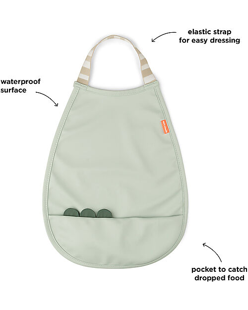 Done By Deer Waterproof Bib - Green - with Pocket! Waterproof Bibs