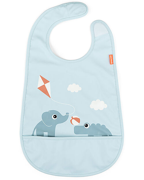 Done By Deer Waterproof Bib - Velcro Closure - Blue - with Pocket Waterproof Bibs