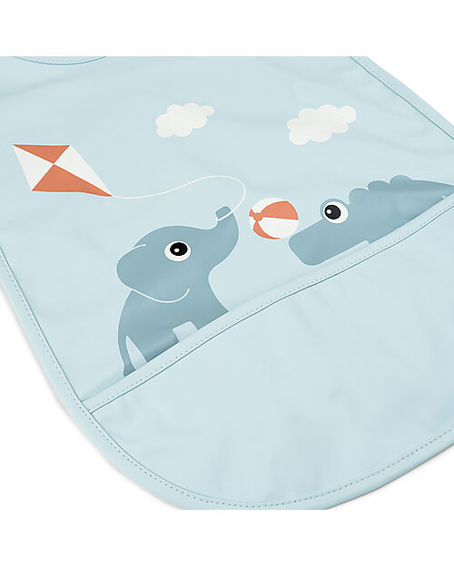 Done By Deer Waterproof Bib - Velcro Closure - Blue - with Pocket Waterproof Bibs