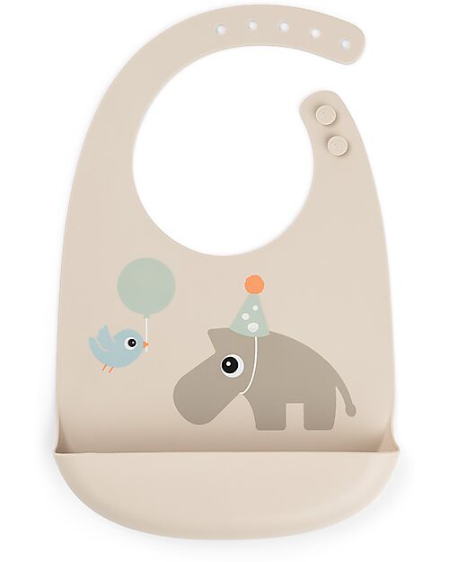 Done By Deer Waterproof Bib with Pocket - Celebration - Sand- 100% Food Grade Silicone - 3m+ Waterproof Bibs