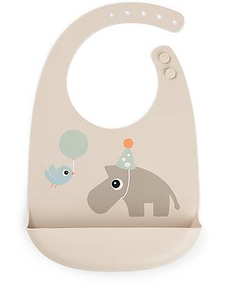 Done By Deer Waterproof Bib with Pocket - Celebration - Sand- 100% Food Grade Silicone - 3m+ Waterproof Bibs