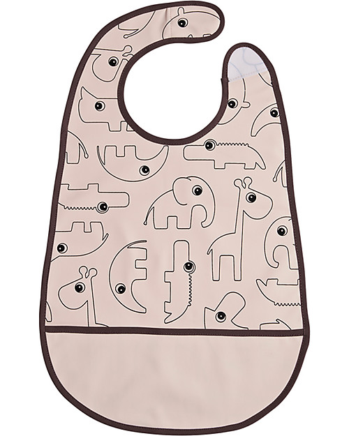 Done By Deer Waterproof Bib with Pocket Contour, Powder - 42x27,5 cm - Velcro closing Waterproof Bibs