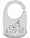 Done By Deer Waterproof Bib with Pocket Deer Friends, Grey- 100% silicone Waterproof Bibs