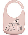 Done By Deer Waterproof Bib with Pocket Deer Friends, Powder - 100% silicone Waterproof Bibs