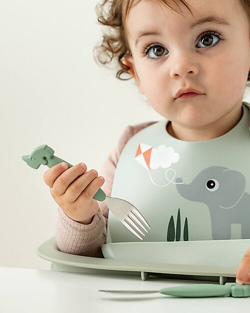 Done By Deer Waterproof Bib with Pocket - Playground - Green - 100% Food Grade Silicone - 3m+ Waterproof Bibs