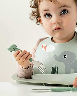 Done By Deer Waterproof Bib with Pocket - Playground - Green - 100% Food Grade Silicone - 3m+ Waterproof Bibs