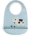 Done By Deer Waterproof Bib with Pocket - Tiny Farm - Blue - 100% Silicone Waterproof Bibs