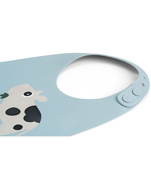 Done By Deer Waterproof Bib with Pocket - Tiny Farm - Blue - 100% Silicone Waterproof Bibs