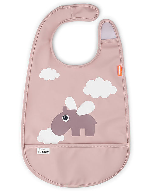 Done By Deer Waterproof Gag with Pocket - Happy Clouds - Powder - OEKO-TEX Certified Waterproof Bibs