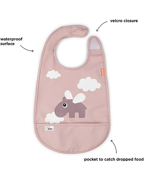 Done By Deer Waterproof Gag with Pocket - Happy Clouds - Powder - OEKO-TEX Certified Waterproof Bibs