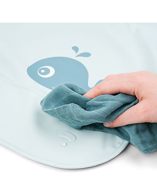 Done By Deer Waterproof Long Sleeve Bib with Pocket - Wally - Blue - Oeko-Tex Certified Burpy Bibs