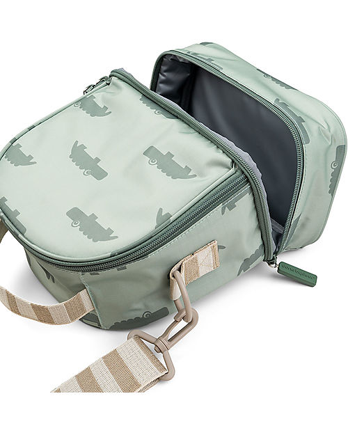 Done By Deer Waterproof Lunch Bag for Kids - Croco - Green - with Adjustable Shoulder Strap Thermal Containers