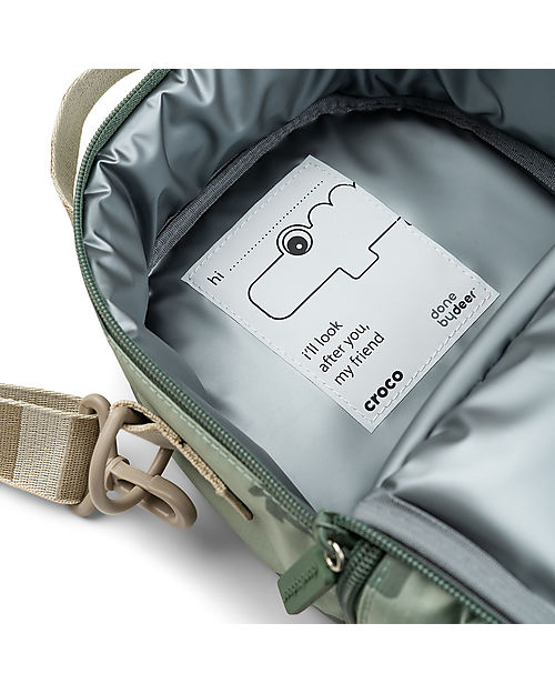 Done By Deer Waterproof Lunch Bag for Kids - Croco - Green - with Adjustable Shoulder Strap Thermal Containers