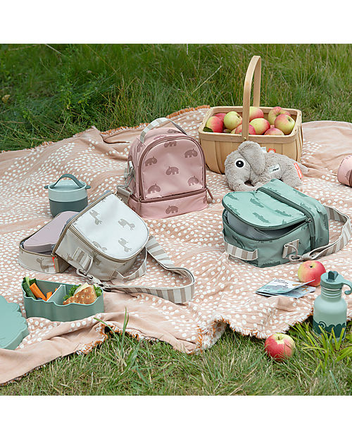 Done By Deer Waterproof Lunch Bag for Kids - Croco - Green - with Adjustable Shoulder Strap Thermal Containers