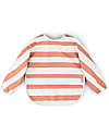 Done By Deer Waterproof Sleeved Bib with Pocket - Stripes - Papaya - Oeko-Tex Certified Burpy Bibs