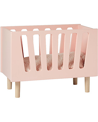 Done By Deer Wooden Dolls Bed, Powder - 50x28x35 cm Dolls Accessories