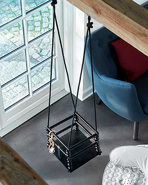 Done By Deer Wooden Swing, Black Chairs