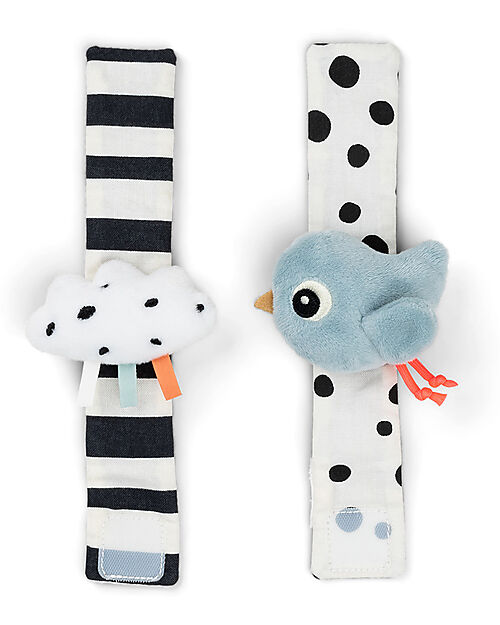 Done By Deer Wrist Rattle 2 Pack - Happy Clouds - Blue - 0+ Rattles