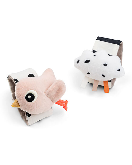 Done By Deer Wrist Rattle 2 Pack - Happy Clouds - Powder - 0+ Rattles