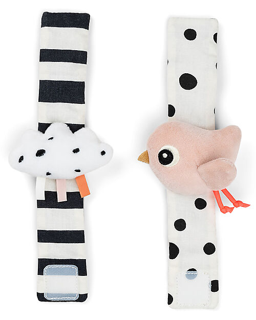 Done By Deer Wrist Rattle 2 Pack - Happy Clouds - Powder - 0+ Rattles