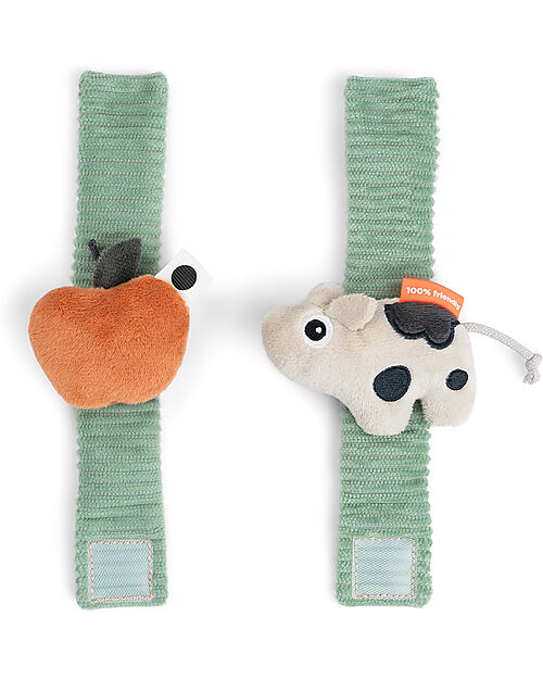 Done By Deer Wrist Rattle Set - Dotti Green - Tiny Farm - 0+ Rattles