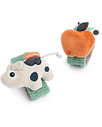 Done By Deer Wrist Rattle Set - Dotti Green - Tiny Farm - 0+ Sensory Games_