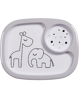 Done By Deer Yummy Mini Compartment Plate Dreamy Dots - Grey Bowls & Plates