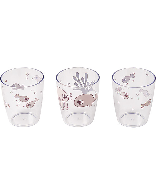 Done By Deer Yummy Mini-Glass 3 Pcs Sea Friends Set - Powder Beakers