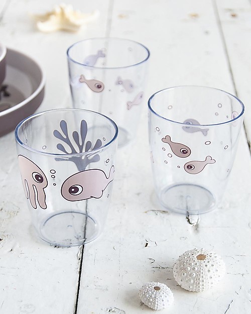 Done By Deer Yummy Mini-Glass 3 Pcs Sea Friends Set - Powder Beakers