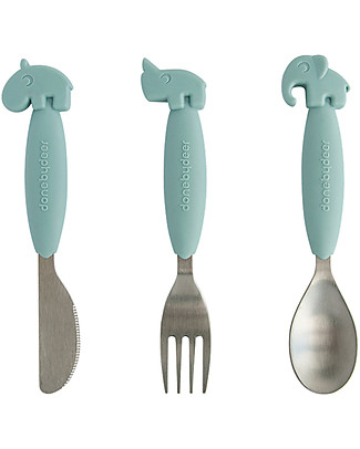 Done By Deer Yummyplus Easy Grip Cutlery Set, Blue - Stainless steel Cutlery