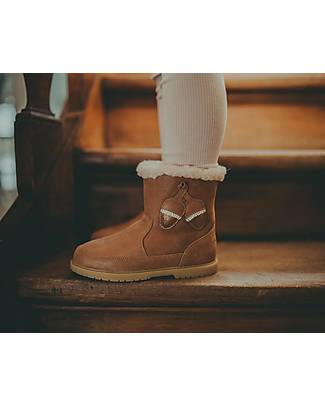 Donsje Acorn Boots With Sheep Lining - Dark Brown - 100% Leather Shoes