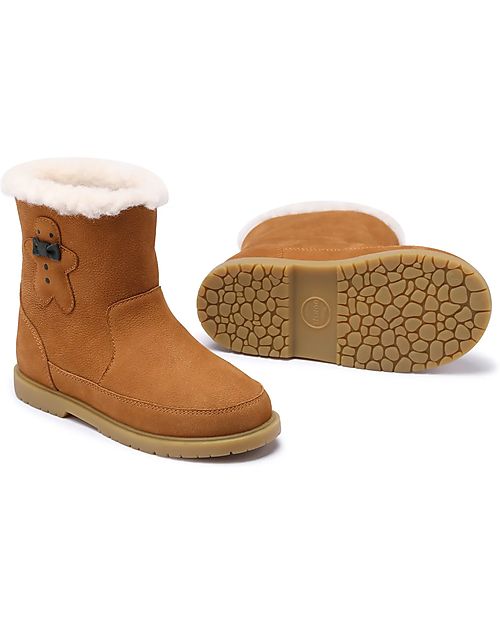 Donsje Gingerbread Boots With Sheep Lining - Light Brown - 100% Leather Shoes