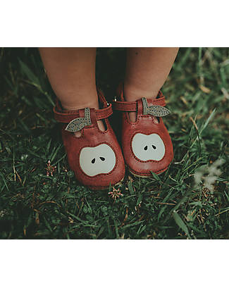 Donsje Nanoe Leather Baby Shoe - Apple - Velcro Fastening Strap Shoes