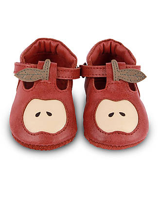 Donsje Nanoe Leather Baby Shoe - Apple - Velcro Fastening Strap Shoes