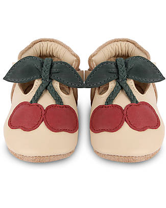 Donsje Nanoe Leather Baby Shoe - Cherry - Velcro Fastening Strap Shoes