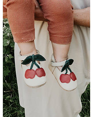 Donsje Nanoe Leather Baby Shoe - Cherry - Velcro Fastening Strap Shoes