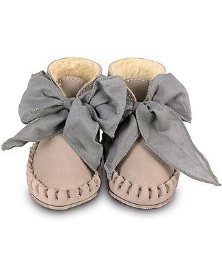 Donsje Nubuck Leather Pina Booties - Lilac with Bow - Lined! Shoes