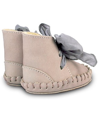 Donsje Nubuck Leather Pina Booties - Lilac with Bow - Lined! Shoes