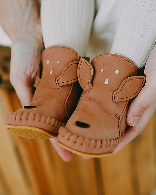 Donsje OUTLET - Kapi Classic Nubuck Leather Booties - Deer - for First Steps! - Showroom Sample Shoes