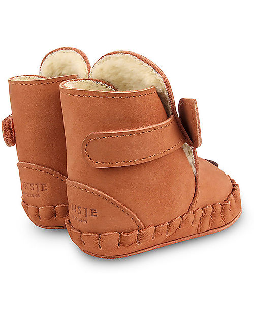 Donsje OUTLET - Kapi Classic Nubuck Leather Booties - Deer - for First Steps! - Showroom Sample Shoes