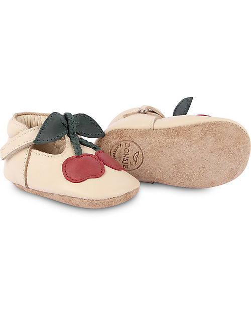 Donsje OUTLET - Nanoe Leather Baby Shoe - Cherry - Velcro Fastening Strap - Showroom Sample Shoes