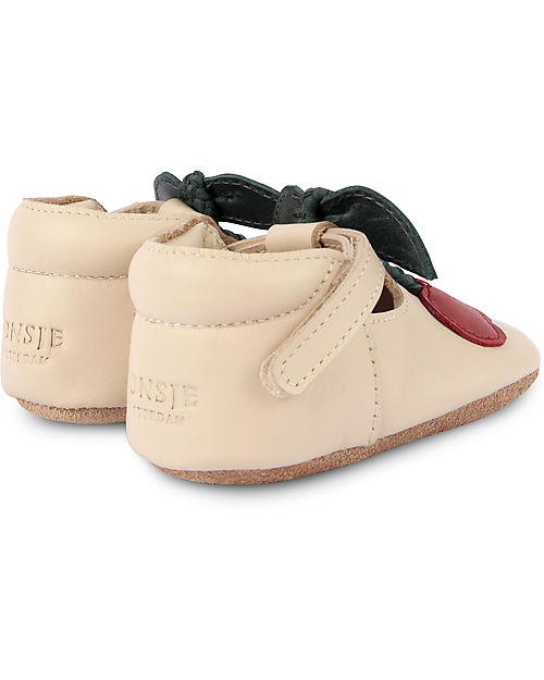 Donsje OUTLET - Nanoe Leather Baby Shoe - Cherry - Velcro Fastening Strap - Showroom Sample Shoes