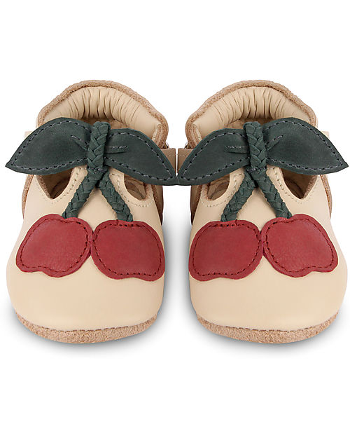 Donsje OUTLET - Nanoe Leather Baby Shoe - Cherry - Velcro Fastening Strap - Showroom Sample Shoes