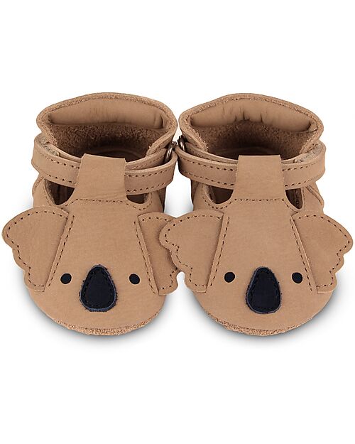 Donsje Spark Classic Leather Baby Shoe - Koala- Velcro Fastening Strap Sandals