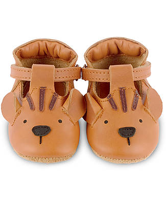 Donsje Spark Classic Leather Baby Shoe - Tiger - Velcro Fastening